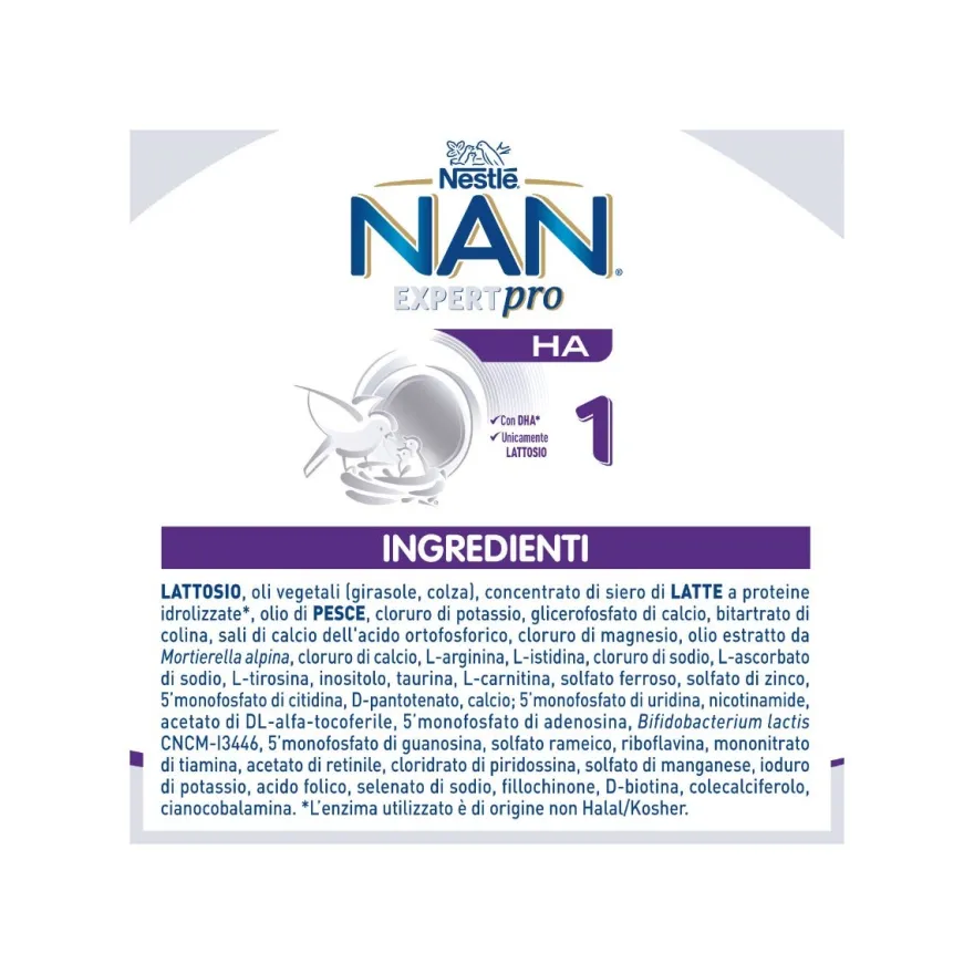 Nestlé Nan Ha 1 Latte Per Lattanti in Polvere Dalla Nascita Latta 800g