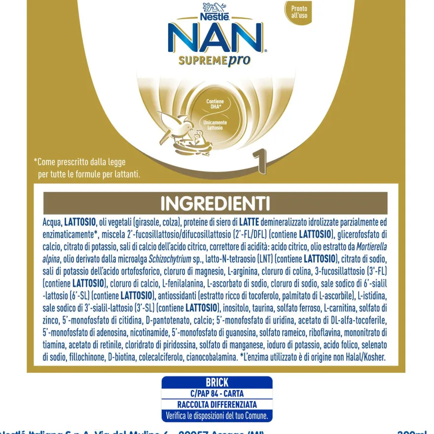 Nestlé NAN Supreme Pro 1 Latte Per Lattanti Dalla Nascita 300ml