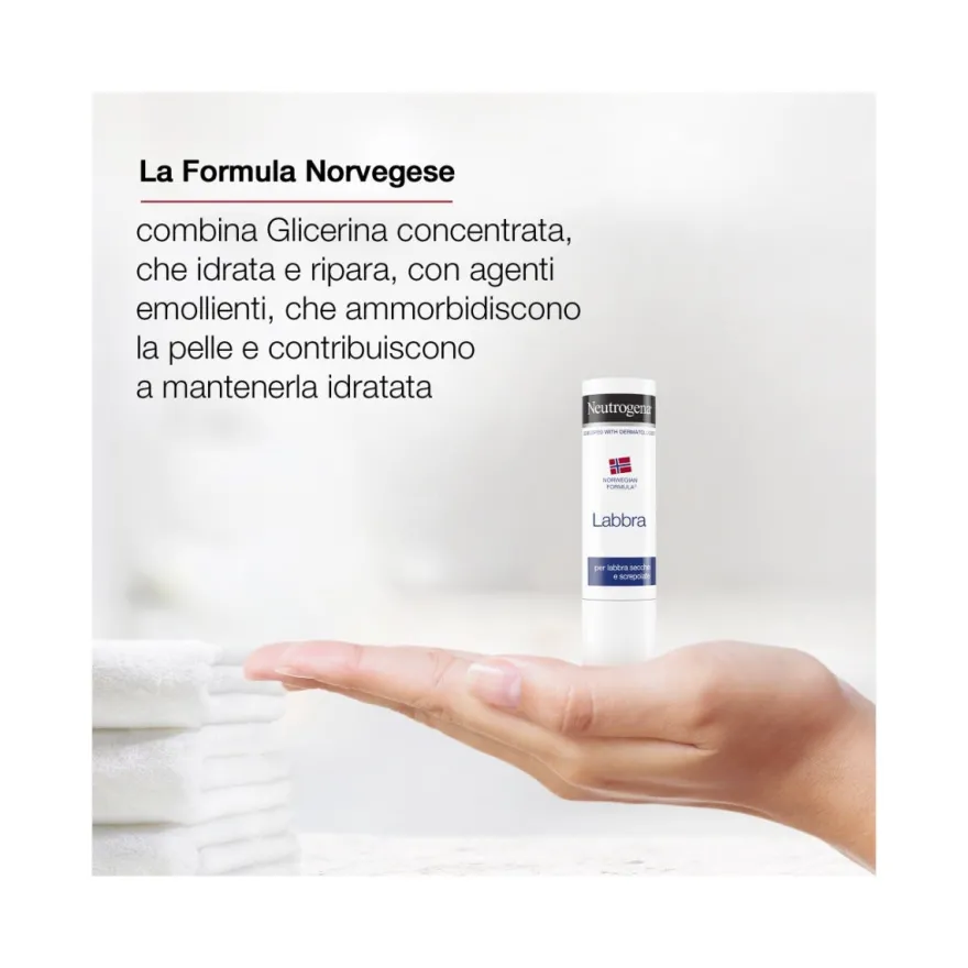 Neutrogena Balsamo Labbra con Glicerina Lipstick per Labbra Secche Formula Norvegese Burrocacao per Labbra Screpolate 4,8gr