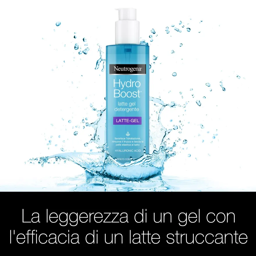 Neutrogena Hydro Boost Latte Detergente Gel con Acido Ialuronico Struccante e Idratante 200ml