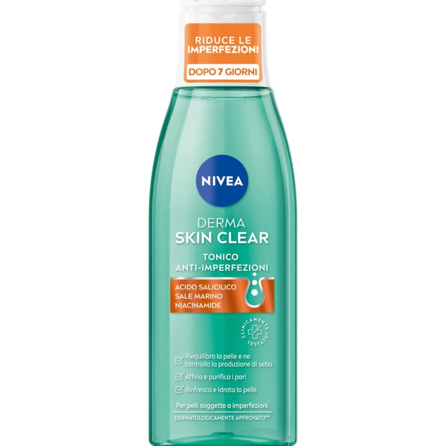 Nivea Derma Skin Clear Tonico Anti-imperfezioni Tonico Viso Per la Cura della Pelle Grassa 200ml