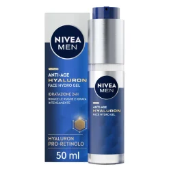 Nivea Men Anti-age Hyaluron Hydro Gel Viso Uomo Crema Viso Uomo in Gel Per Pelli Mature 50ml
