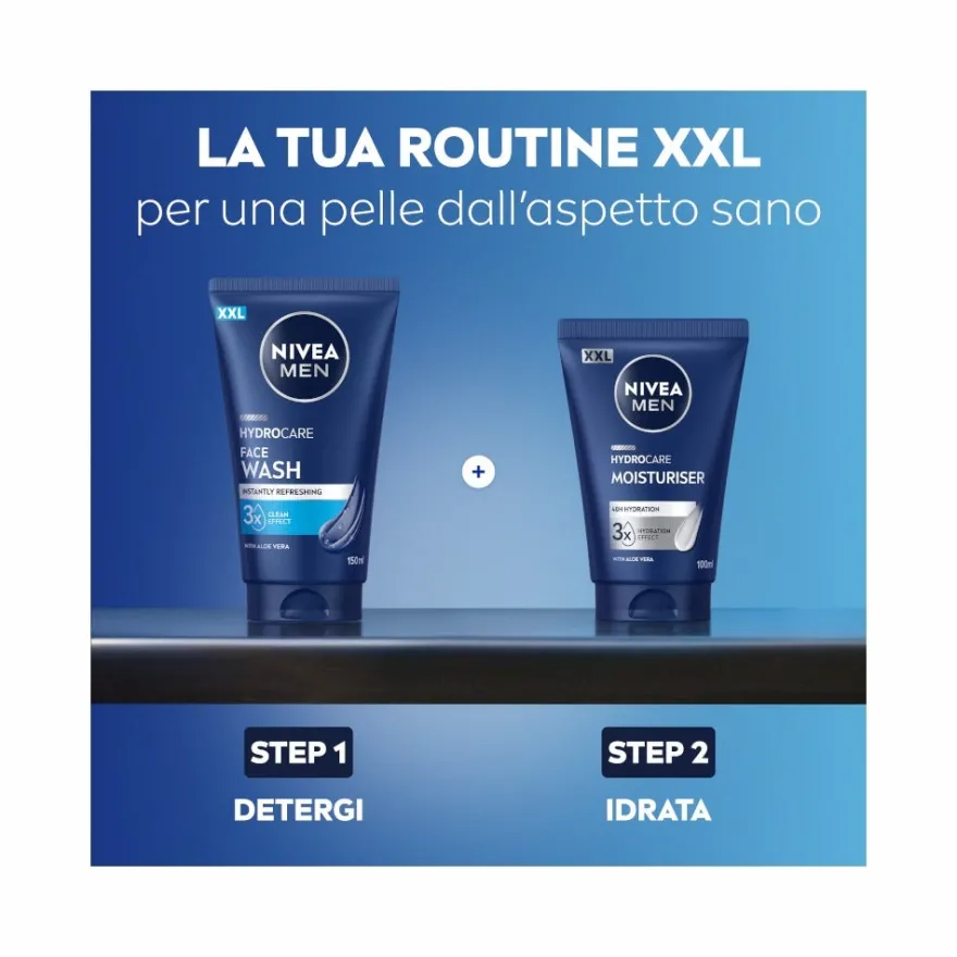 Nivea Men Hydrocare Gel Detergente Viso Uomo XXL 150ml
