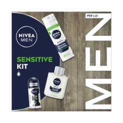 Nivea Men Sensitive Cofanetto Schiuma 200ml + Balsamo 100ml + Deo 50ml + Travel Bag