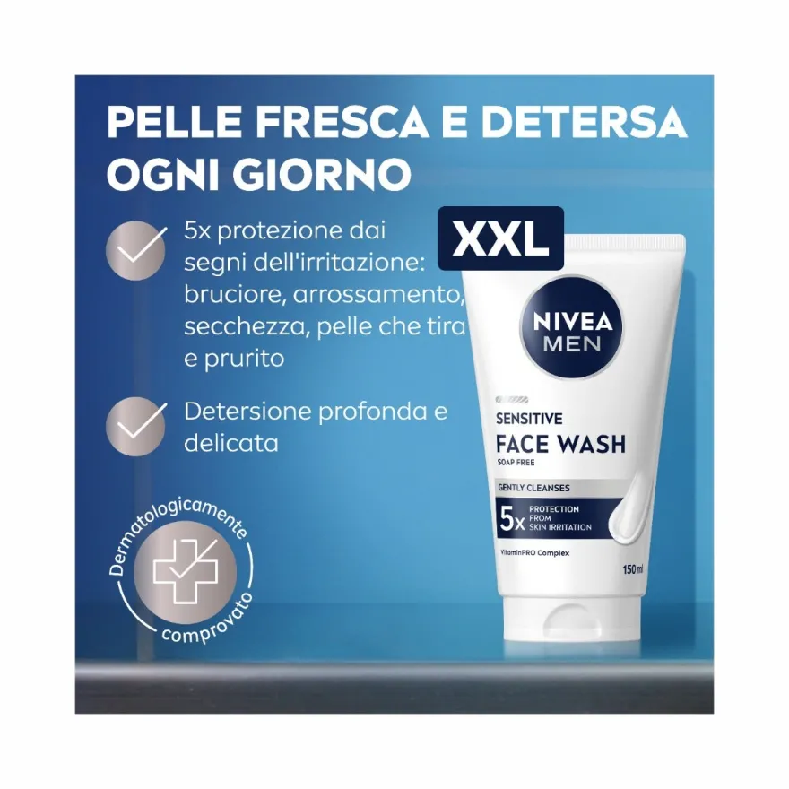 Nivea Men Sensitive Gel Detergente Viso Uomo XXL 150ml