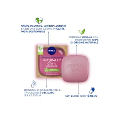 Nivea Naturally Clean Struccante Viso 75g Detergente Viso Struccante Solido Naturale Formula Vegana