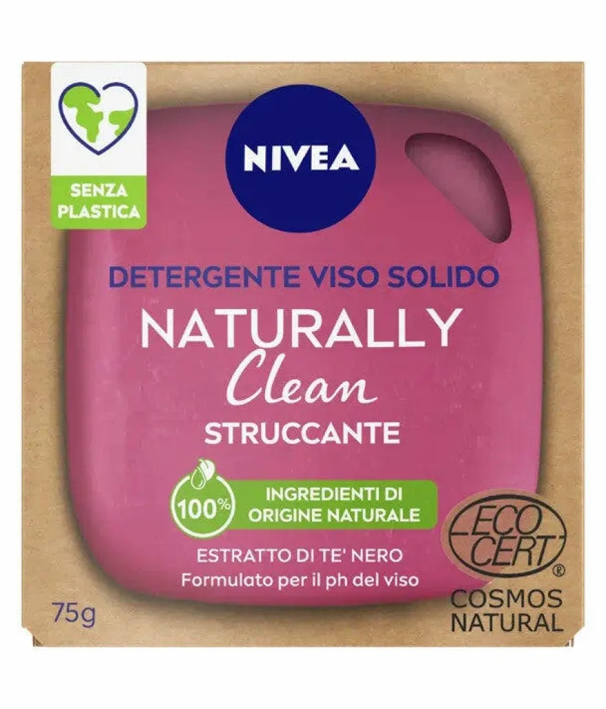 Nivea Naturally Clean Struccante Viso 75g Detergente Viso Struccante Solido Naturale Formula Vegana