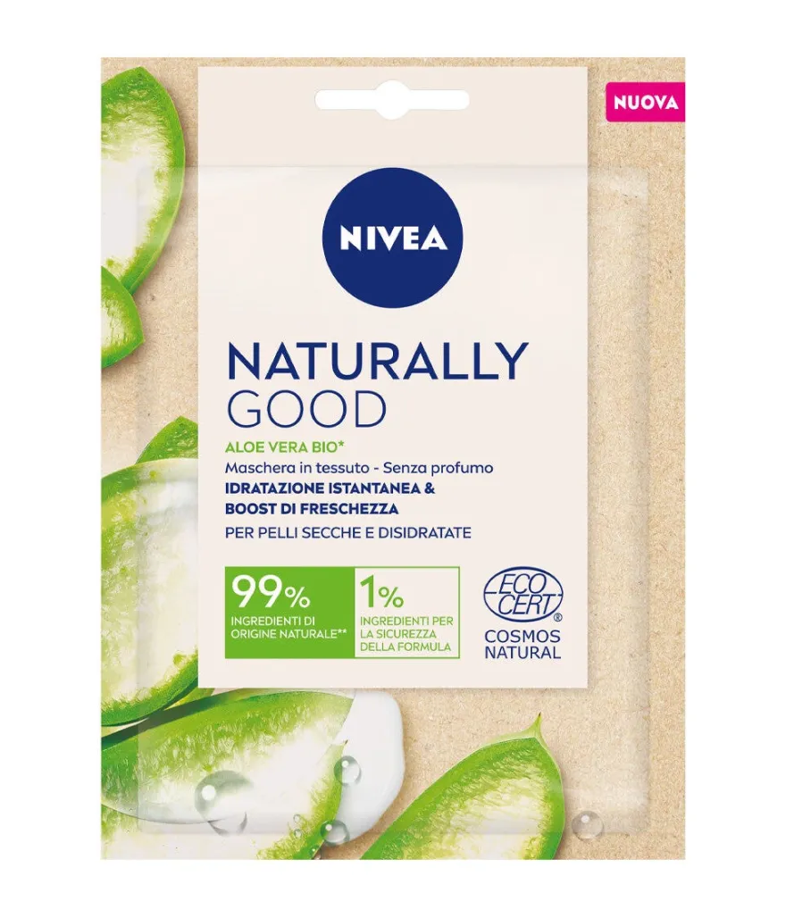 Nivea Naturally Good Aloe Vera Bio Maschera Viso in Tessuto Per Cura Della Pelle 1 Pezzo