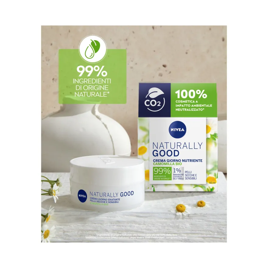 Nivea Naturally Good Crema Giorno Nutriente Viso Idratante Per Pelli Secche E Sensibili 50ml