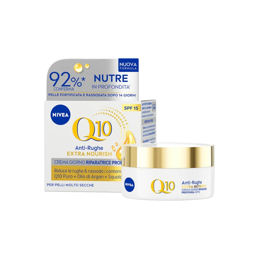 Nivea Q10 Anti-rughe Extra Nutriente Crema Giorno Riparatrice Spf 15 Viso Antirughe 50ml
