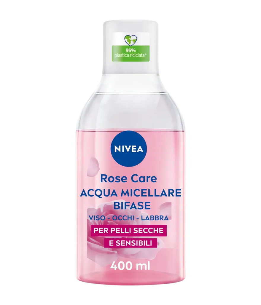 Nivea Rose Care Acqua Micellare Bifase Detergente Viso E Occhi Struccante Lenitivo 400ml