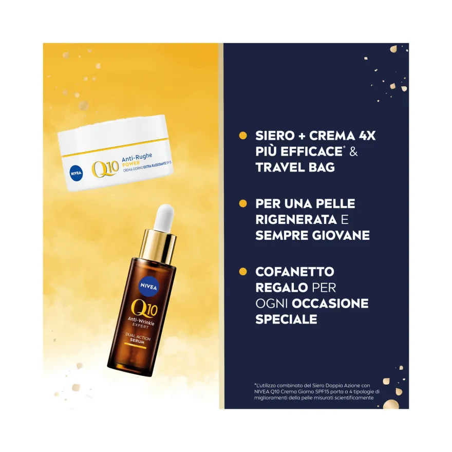 Nivea Routine Q10 Cofanetto Crema Viso 50ml + Siero Viso 30ml + Travel Bag