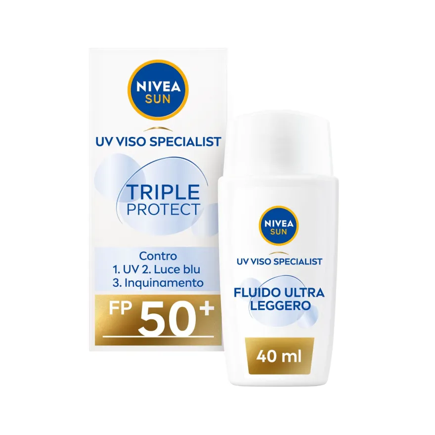Nivea Sun Crema Viso Solare Triple Protection Fp50+ Fluido Ultra Leggero 40ml