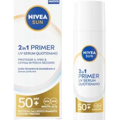 Nivea Sun 2In1 Primer Uv Serum Quotidiano Crema Viso Siero 30ml SPF50+