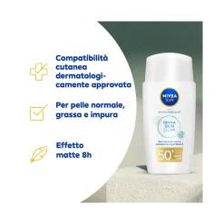 Nivea Sun Uv Viso Derma Skin Clear Fp50+ Crema Solare Viso Anti-imperfezioni Con Niacinamide 40ml