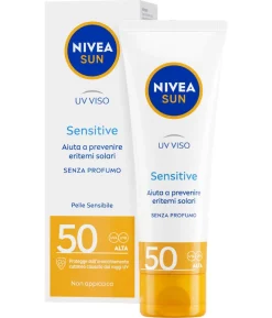 Nivea Sun Uv Viso Sensitive Fp50 Crema Solare Viso Delicata Per Pelli Sensibili 50ml