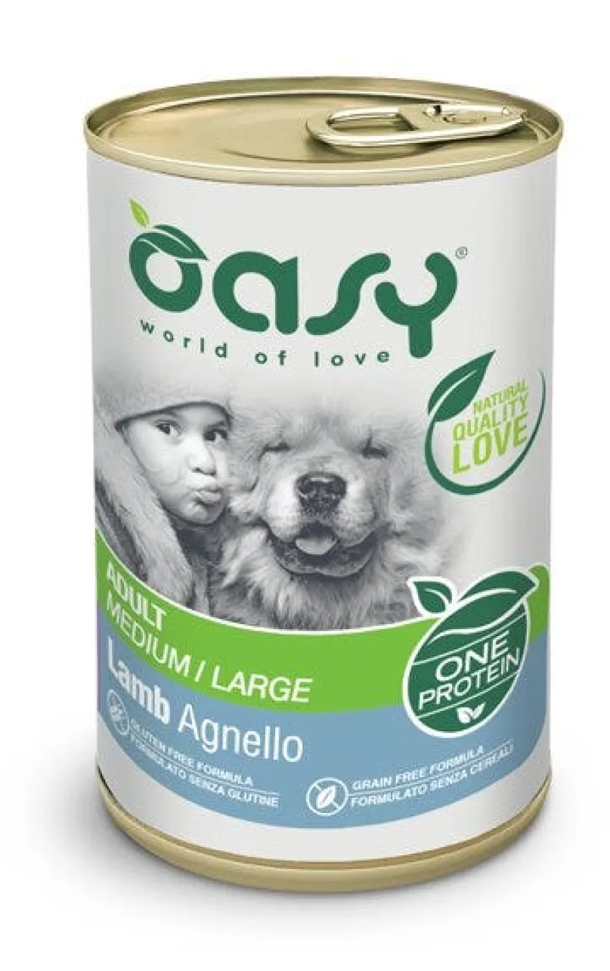 Oasy Cibo Umido Agnello Per Cani Adulti Taglia Media/Grande 400g