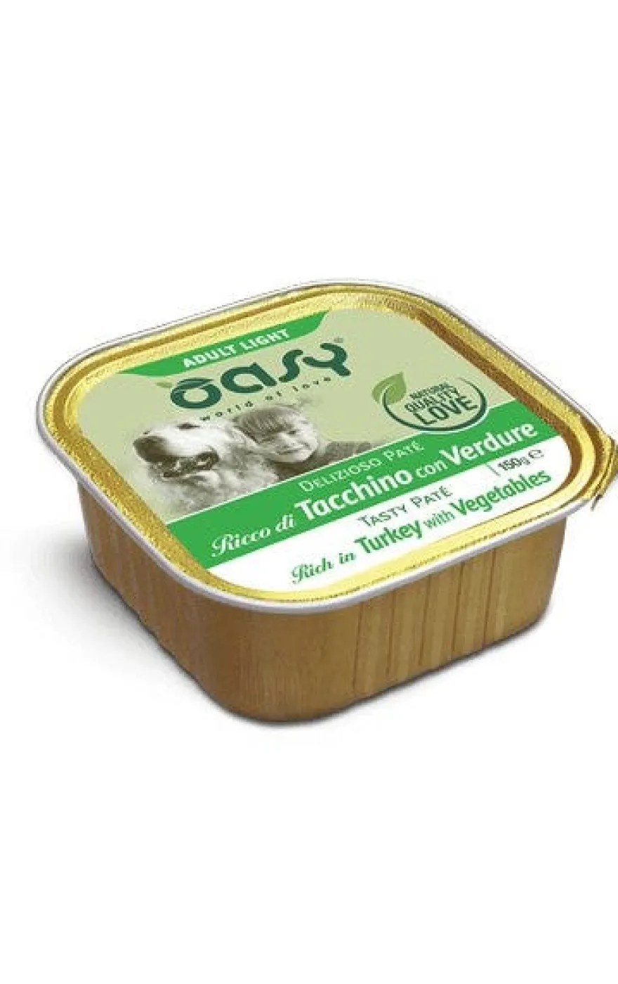Oasy Delizioso Patè Per Cani Adulti Light Gusto Tacchino E Verdure 150g