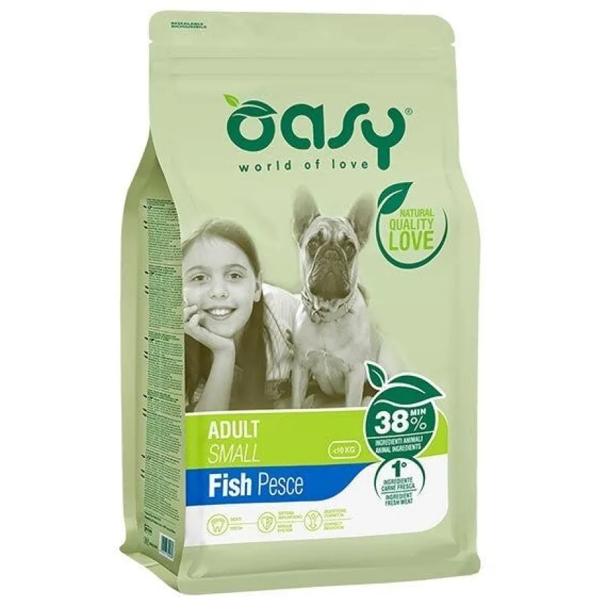 Oasy Dry Adult Crocchette con Pesce Per Cani Adulti Taglia Piccola Sacco 3 kg