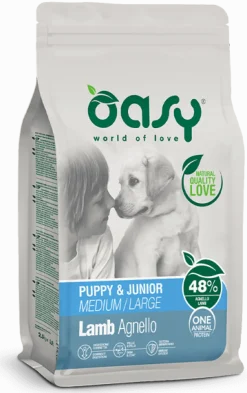Oasy Dry Monoproteico Crocchette All'Agnello Per Cuccioli Taglia Media/Grande Sacco 12kg