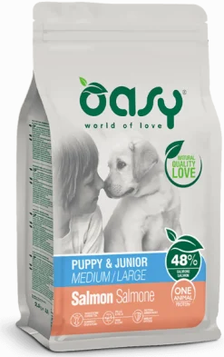 Oasy Dry Monoproteico Crocchette Al Salmone Per Cuccioli Taglia Media/Grande Sacco 12kg