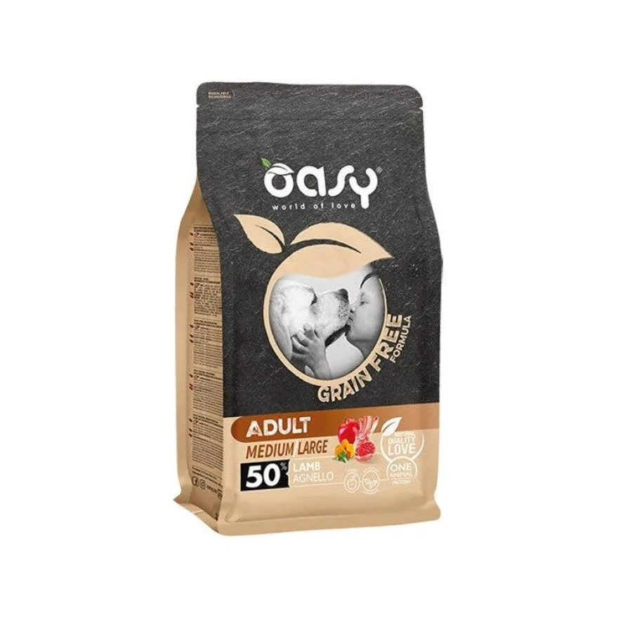 Oasy Grain Free Adult Medium & Large Con Agnello Per Cani Adulti 12kg