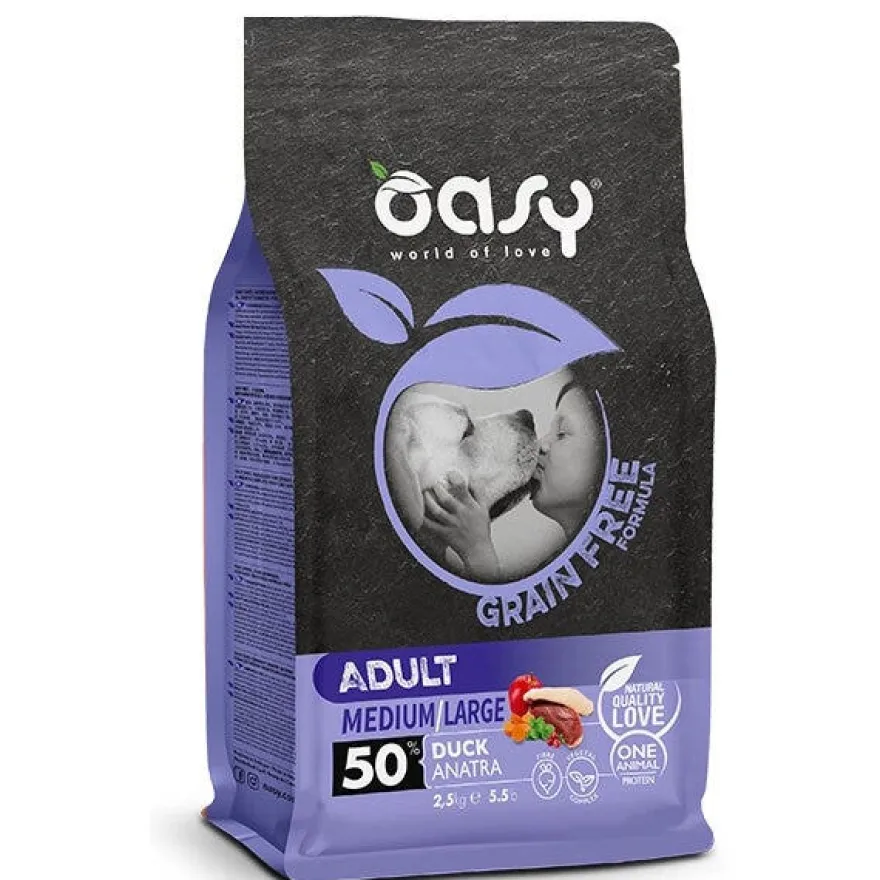 Oasy Grain Free Adult Medium & Large Con Anatra Per Cani Adulti 2.5kg