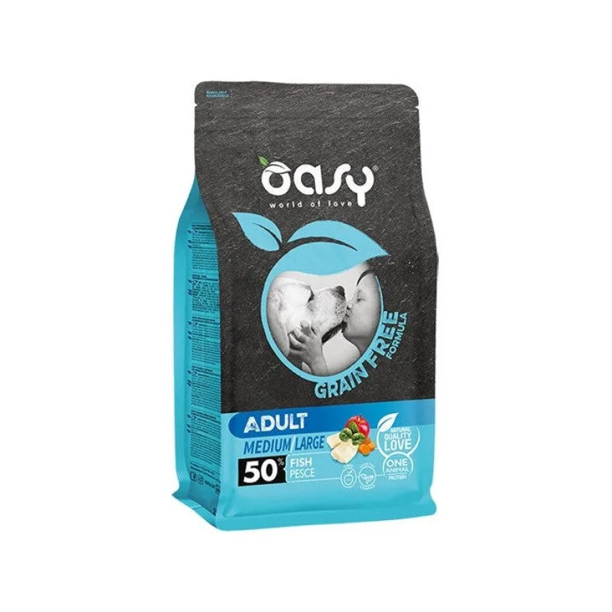 Oasy Grain Free Adult Medium & Large Con Pesce Per Cani Adulti 2,5kg