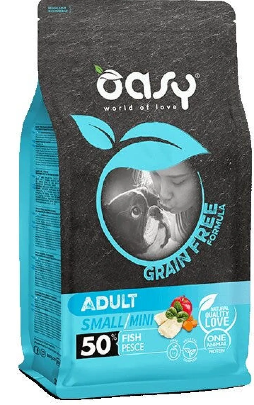 Oasy Grain Free Cibo Secco Pesce Per Cani Adulti Taglia Small/Mini 800g