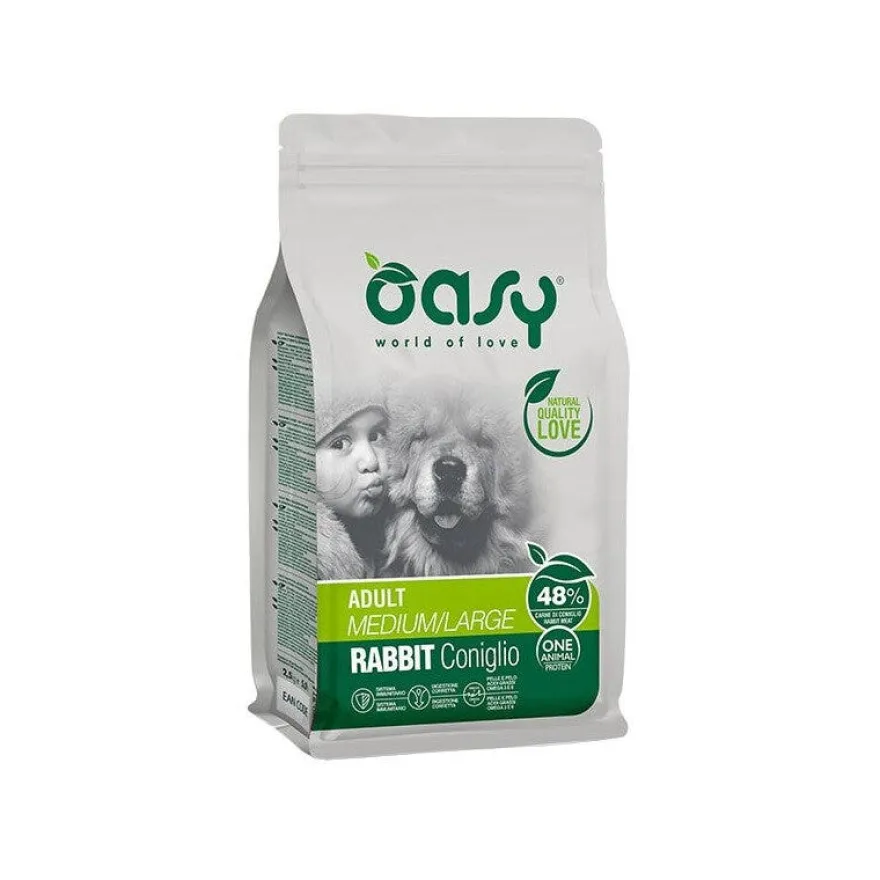 Oasy One Animal Protein Adult Medium & Large Con Coniglio Per Cani Adulti 2.5kg