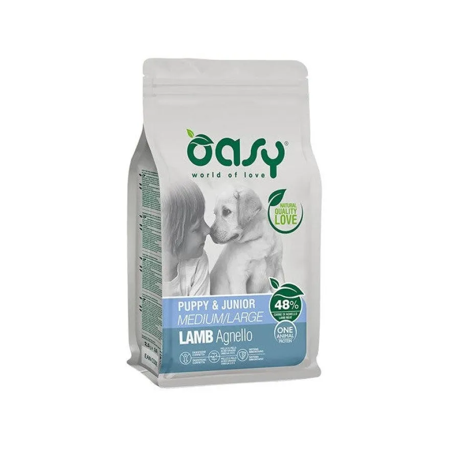 Oasy One Animal Protein Puppy & Junior Medium & Large Con Agnello Per Cani Cuccioli 2.5kg