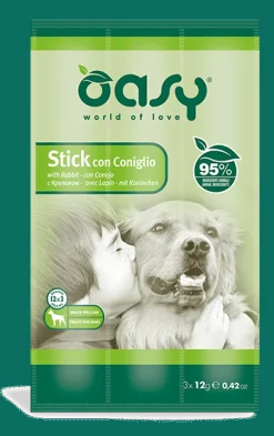 Oasy Snack Con Coniglio Per Cani 3 Sticks
