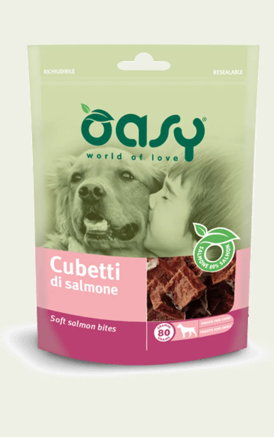 Oasy Snack per Cani Cubetti di Salmone 80g