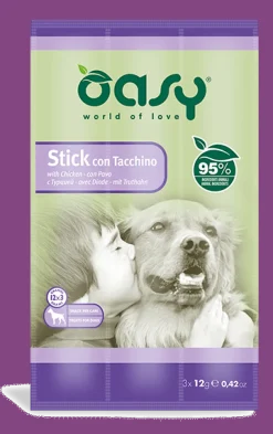 Oasy Snack per Cani Stick con Tacchino 3x12g