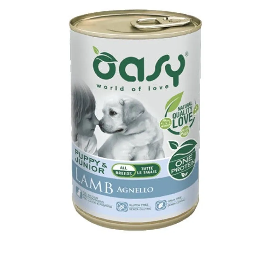 Oasy Wet Dog One Protein Agnello Cibo Umido Per Cuccioli 400g