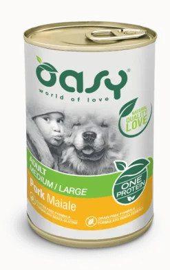 Oasy Wet Monoproteico Patè Di Maiale Per Cani Adulti Taglia Media/Grande 400g