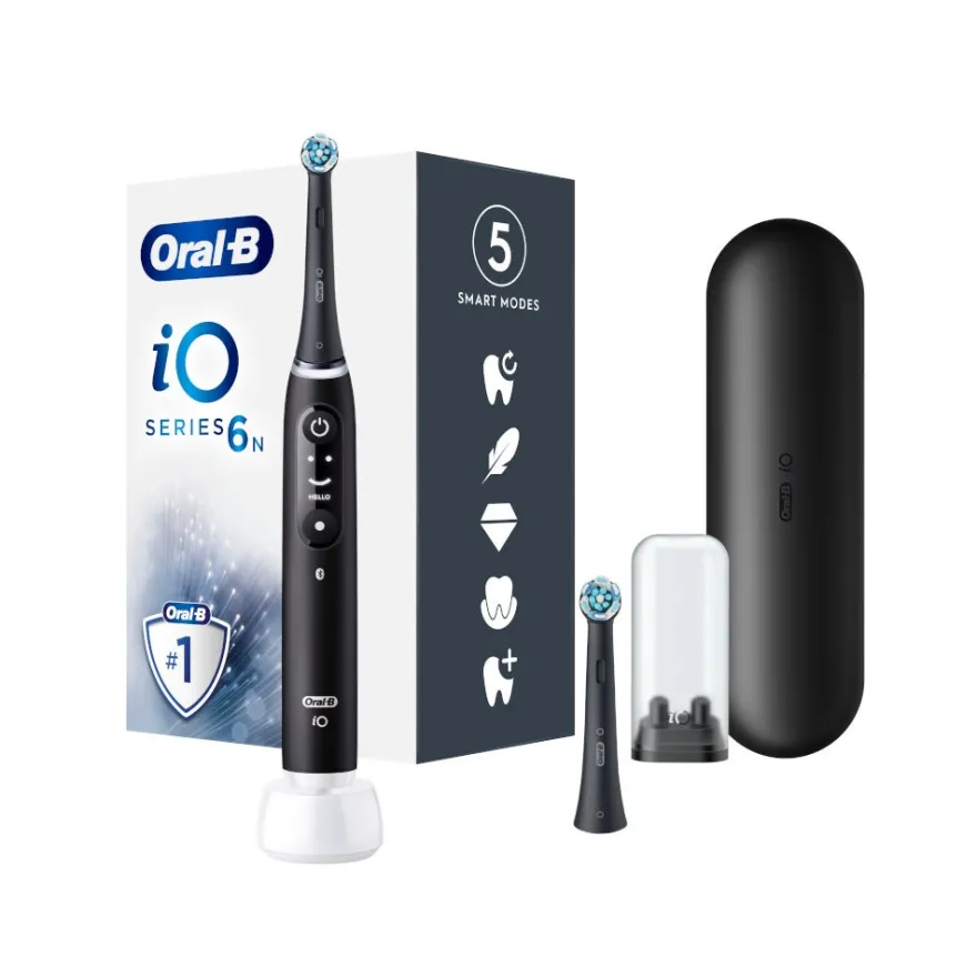 Oral-B iO6 Spazzolino Elettrico Ricaricabile Nero Con Custodia Da Viaggio