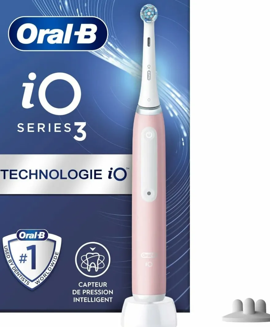Oral-B iO 3S Spazzolino Elettrico Ricaricabile Rosa + 1 Testina di Ricambio