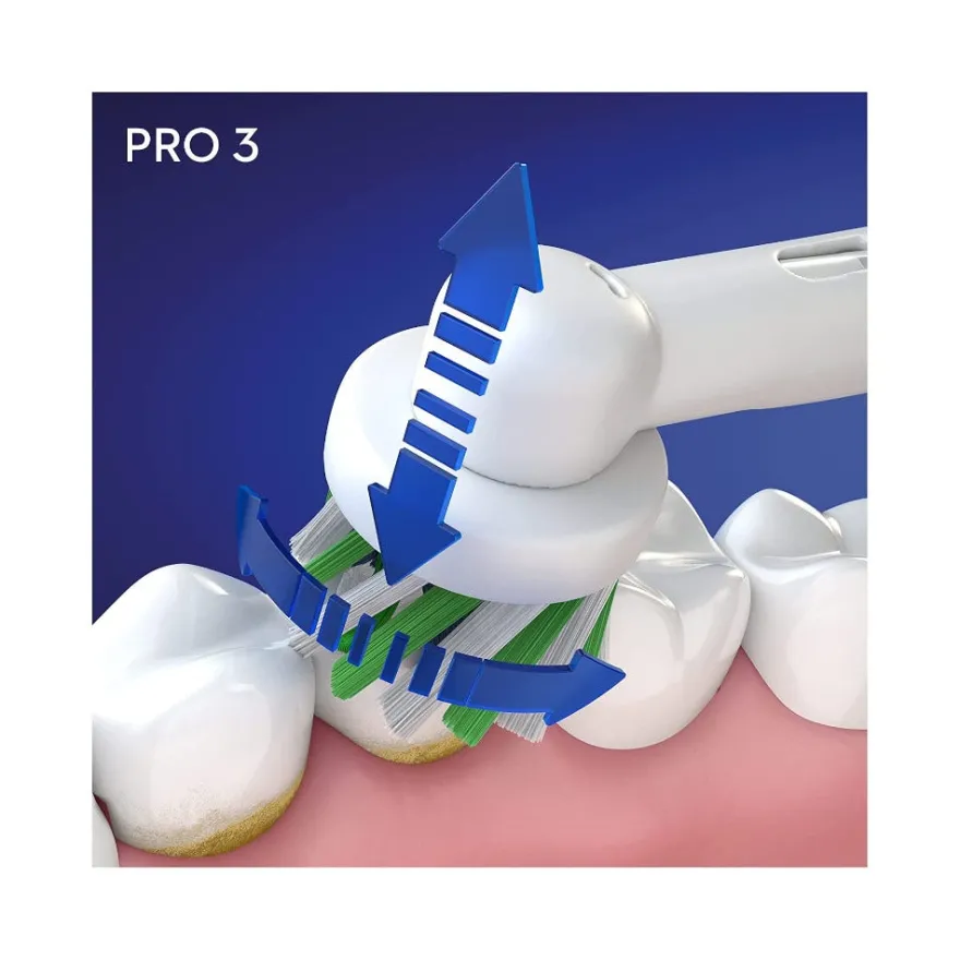 Oral-B Pro 3 Blue Crossaction Spazzolino Elettrico Con Sensore Di Pressione Dello Spazzolamento + 1 Testina