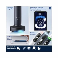 Oral-B Spazzolino Elettrico Ricaricabile iO 7S Nero, 2 Testine, 1 Custodia Da Viaggio, 1 Spazzolino