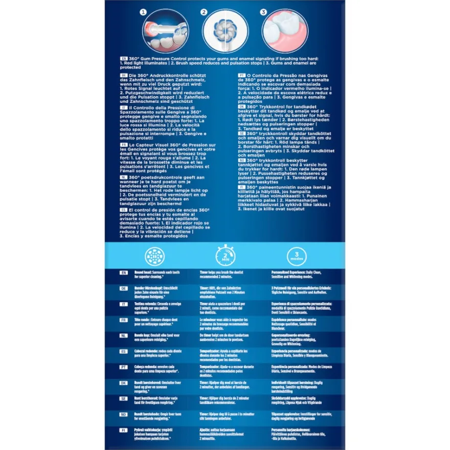 Oral-B Spazzolino Elettrico Ricaricabile Pro 3 3000 Blu, 2 Testine, 1 Spazzolino