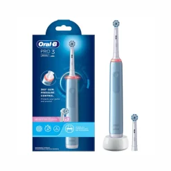 Oral-B Spazzolino Elettrico Ricaricabile Pro 3 3000 Blu, 2 Testine, 1 Spazzolino