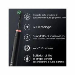 Oral-B Spazzolino Elettrico Ricaricabile Pro Series 3 Nero + 2 Testine