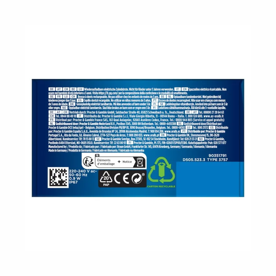 Oral-B Spazzolino Elettrico Ricaricabile Pro Series 3 Nero + 2 Testine