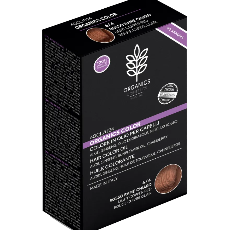 Organics Cosmetics Colore In Olio Per Capelli 6/4 Rosso Rame Chiaro