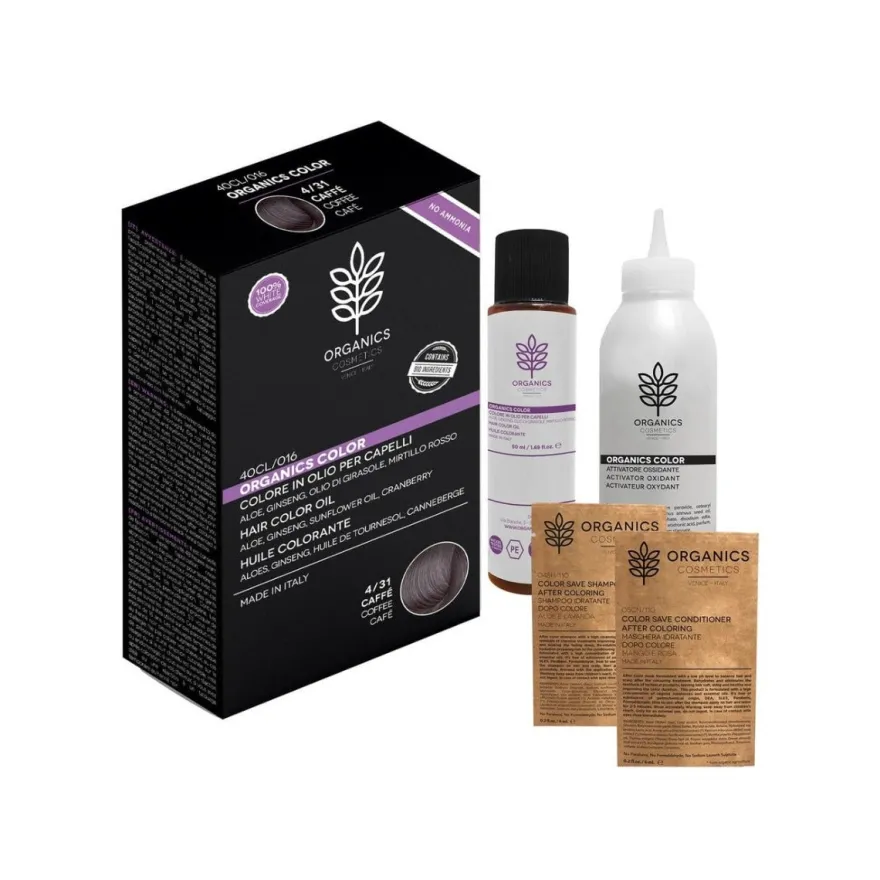 Organics Cosmetics Kit Tinta Per Capelli Organics Color 4/31 Caffè