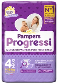 Pampers Progressi Taglia 4 Maxi (7-18 Kg) 21 Pezzi