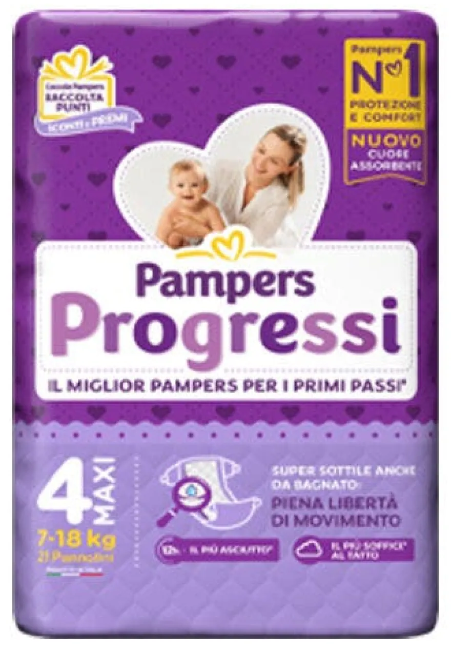 Pampers Progressi Taglia 4 Maxi (7-18 Kg) 21 Pezzi
