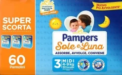 Pampers Sole Luna Trio Midi 60 Pezzi