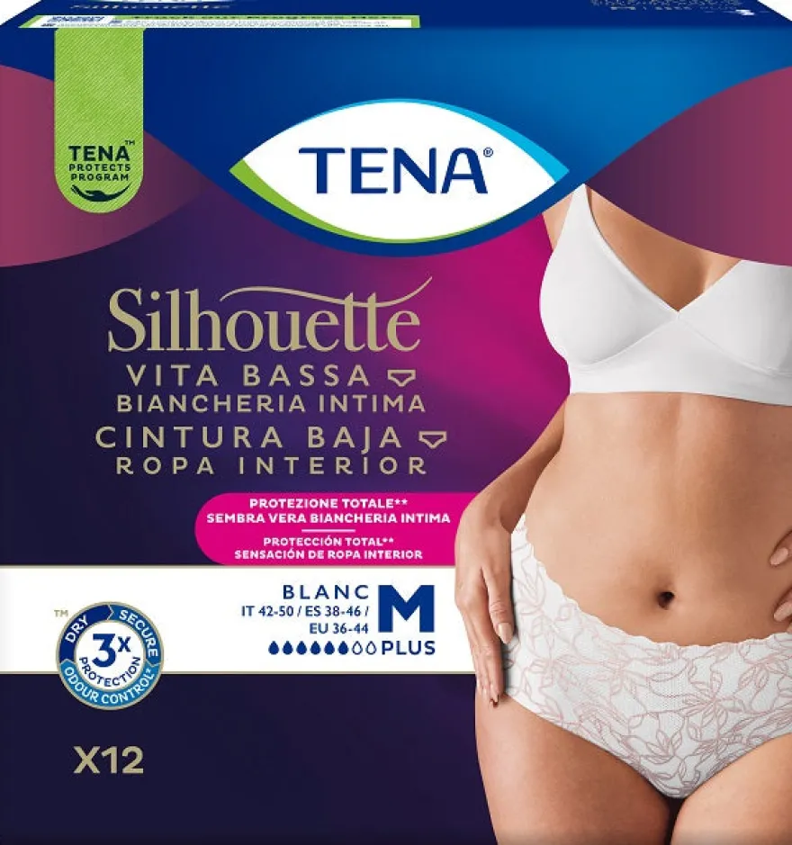 Pannolone a Mutandina Assorbente Tena Silhouette Plus White Medium 12 Pezzi